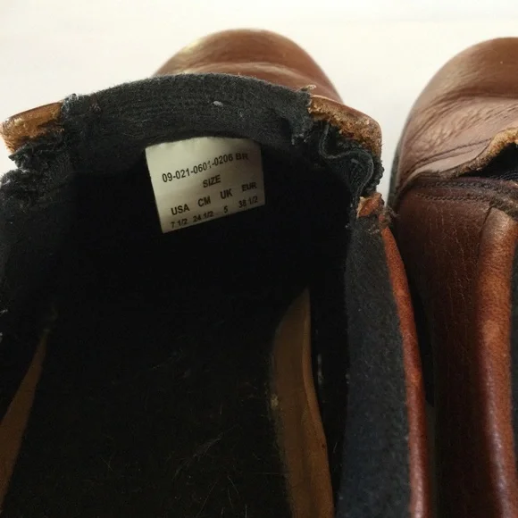 Roper Performance Rodeo Western Leather Brown Slip-On Shoes Round Toe Si… - Picture 6 of 8